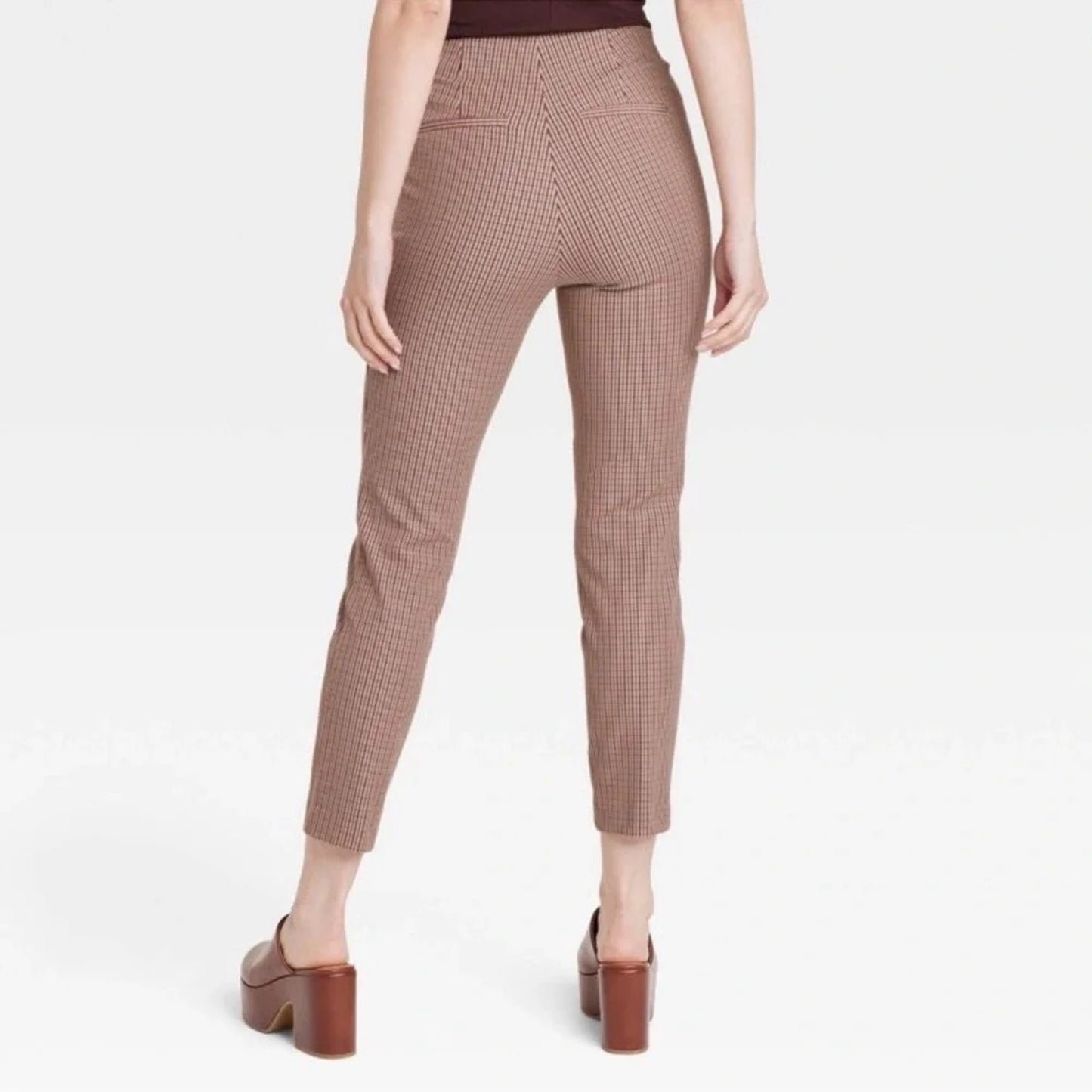 A New Day Brown Plaid Skinny Ankle Pants