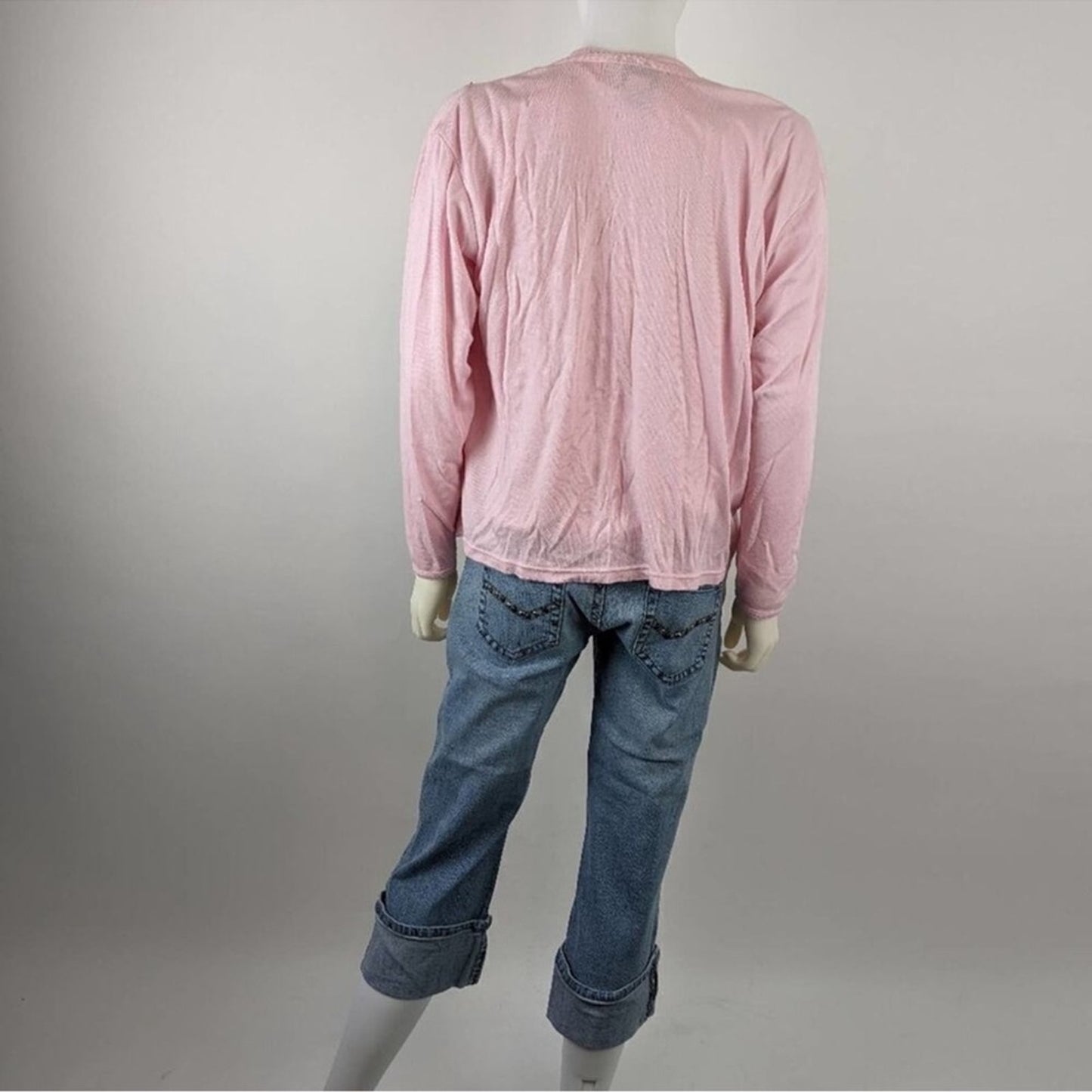 All Points Vintage Soft Pink Knit Top Cardigan Set