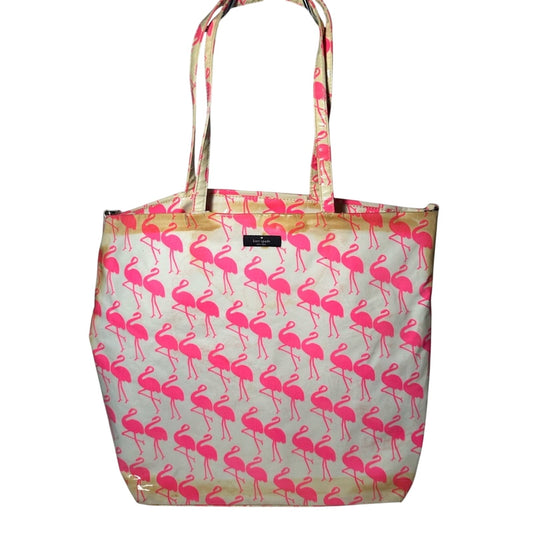Kate Spade Pink and White Tote with Playful Flamingo Design