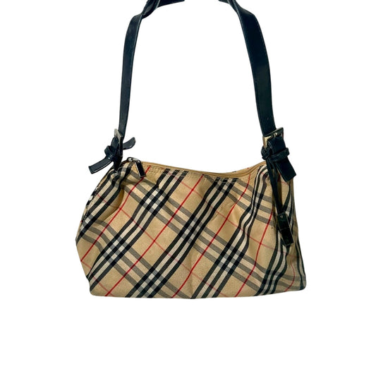 Elegant Beige Shoulder Bag with Gold Accents