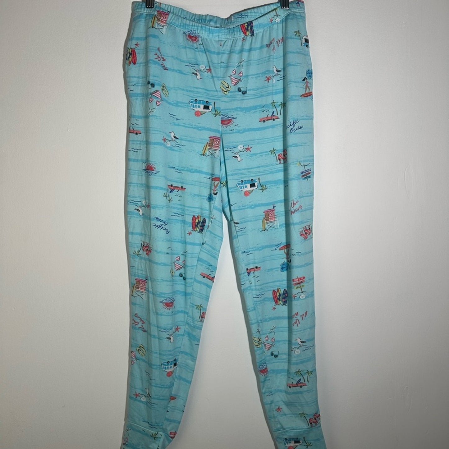 Light Blue Graphic Print Pajama Pants
