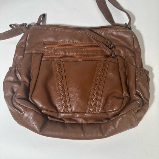 Volganik Rock Brown Leather Shoulder Bag with Slouchy Design