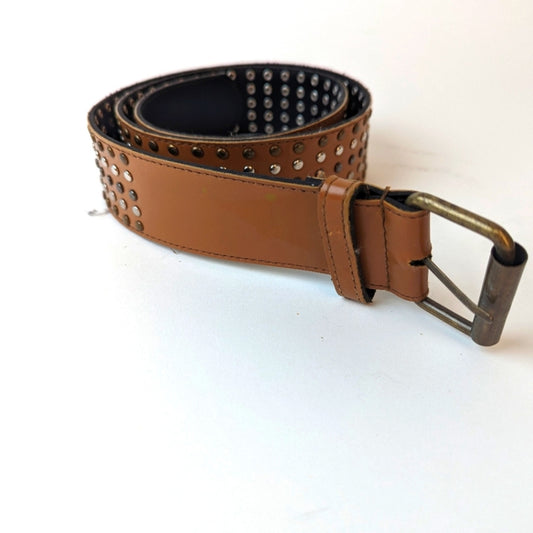 Faux Leather Studded Belt - 11