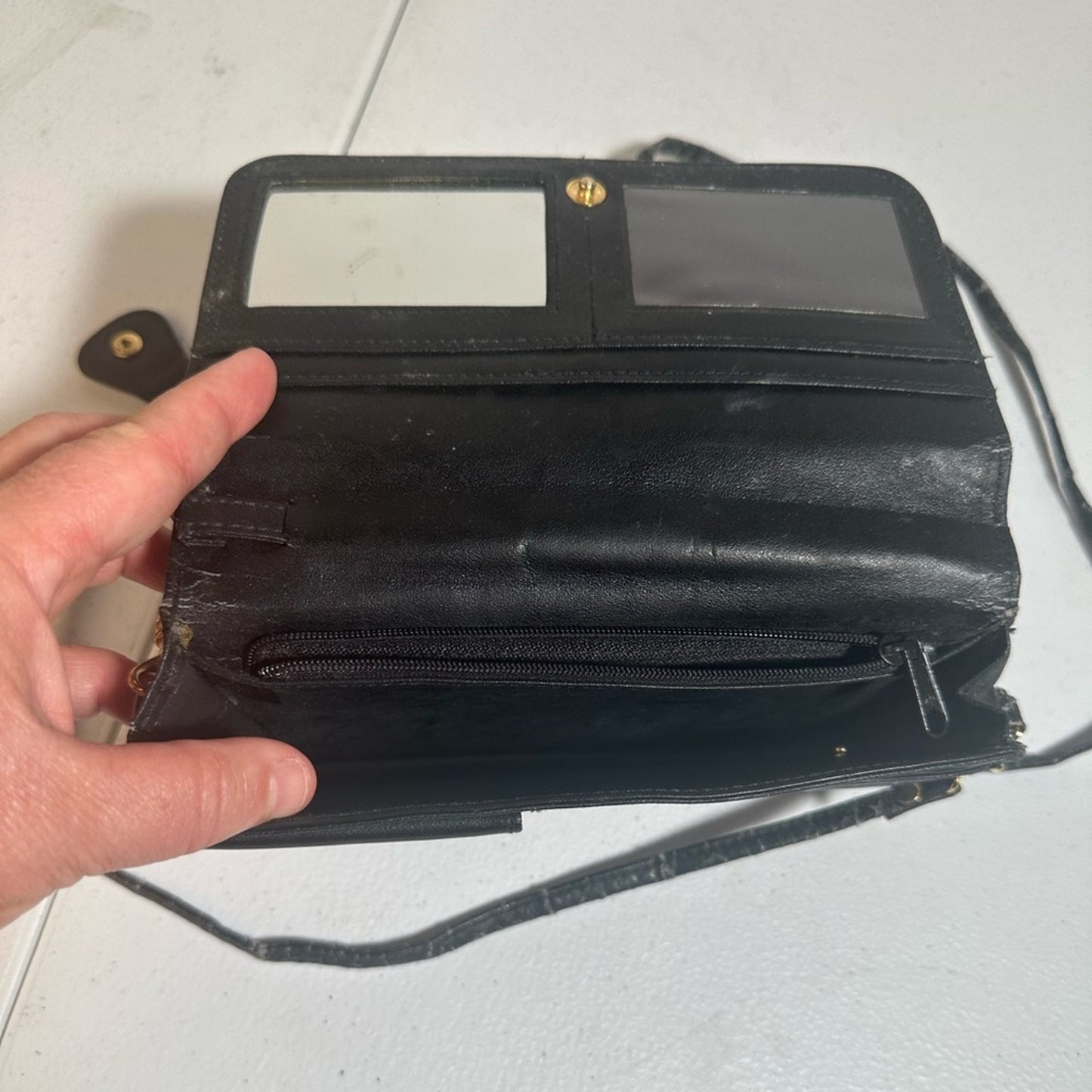 Buxton Black Leather Crossbody Bag