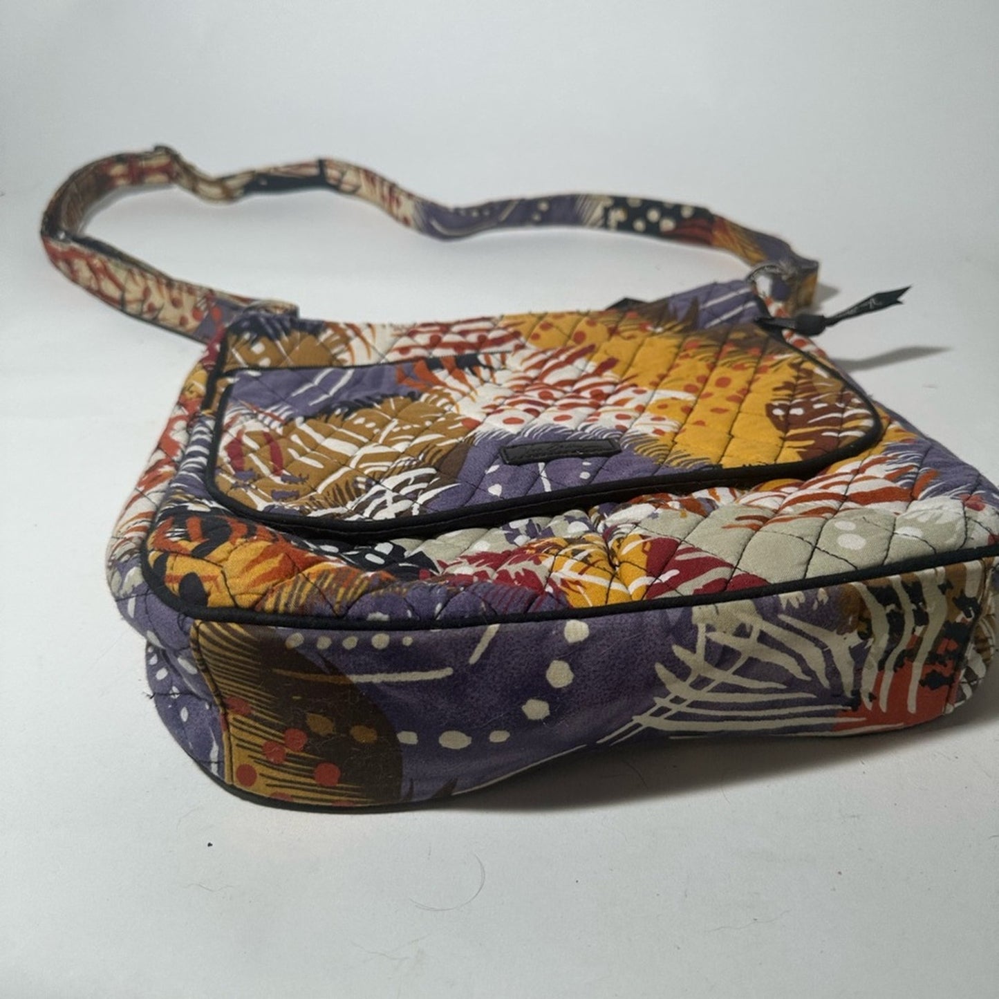 Yellow and Purple Shoulder Bag with Adjustable Strap