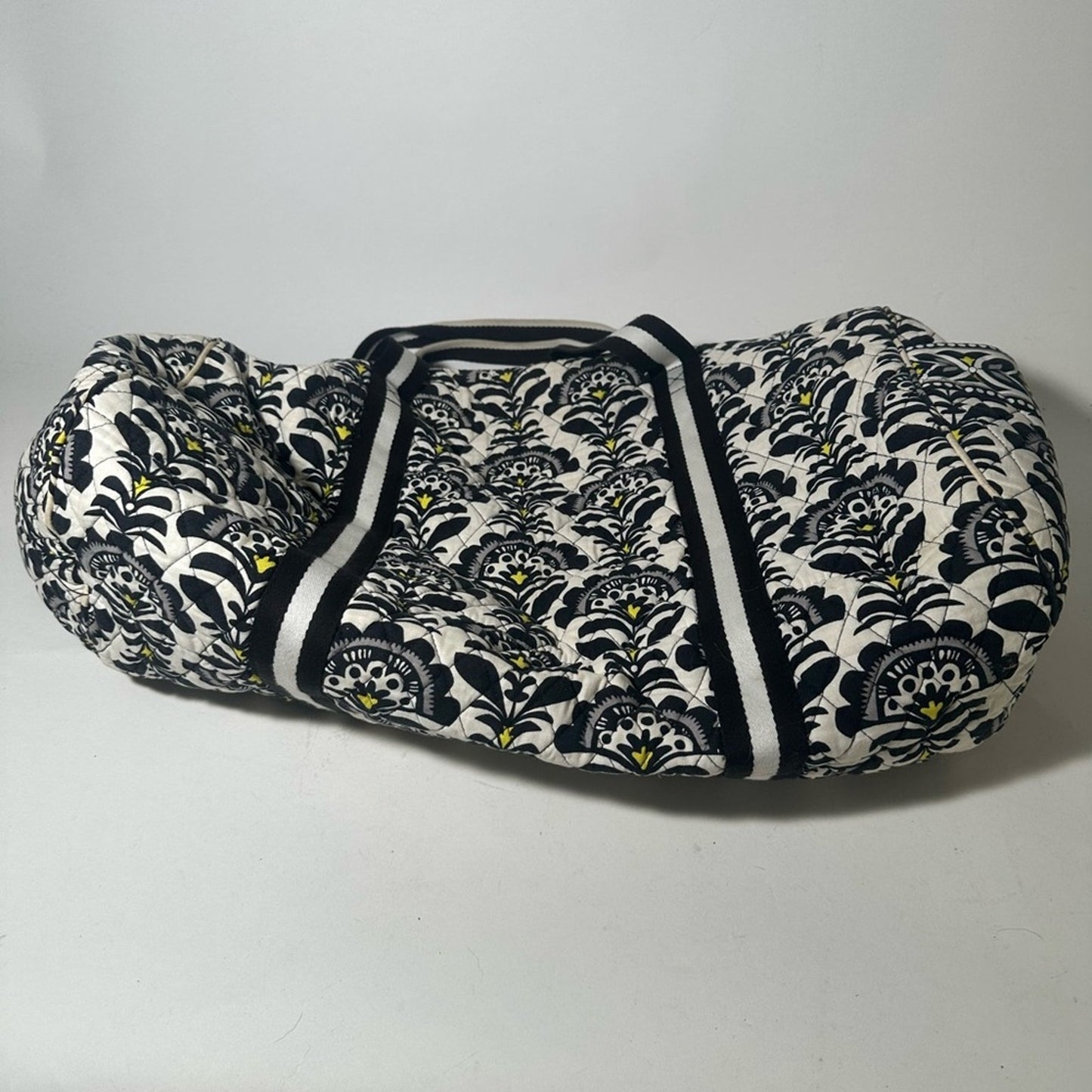 Vera Bradley Elegant Black and White Weekend Bag with Damask Pattern