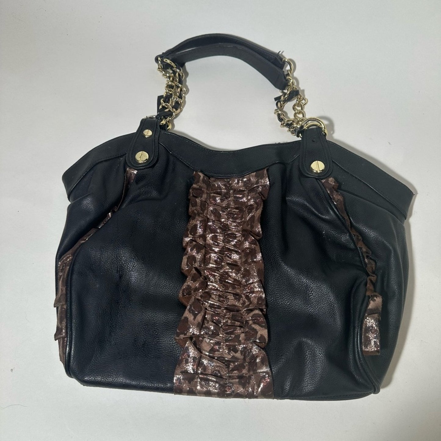 Betsey Johnson Black Shoulder Bag with Gold Hardware
