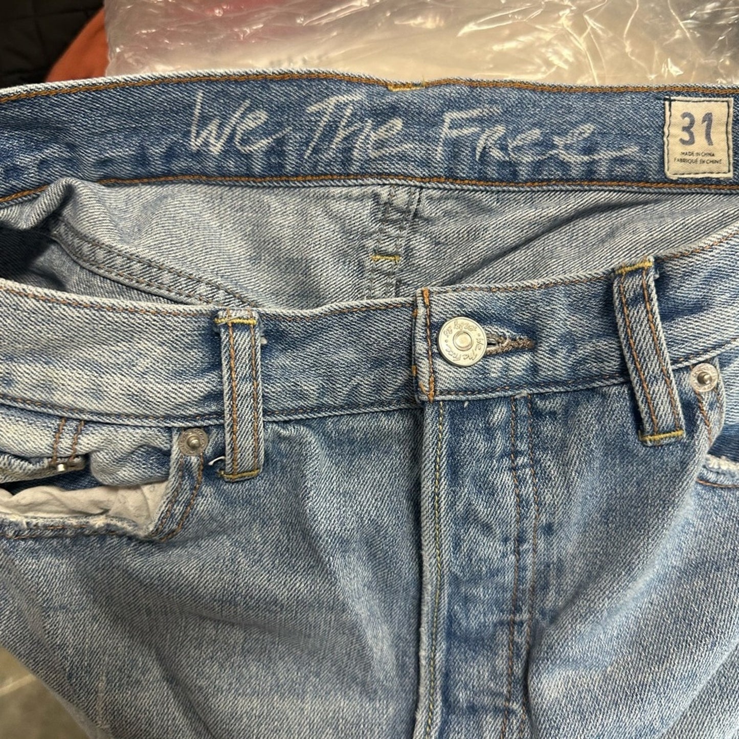 We The Free Light Blue Distressed Jean Shorts