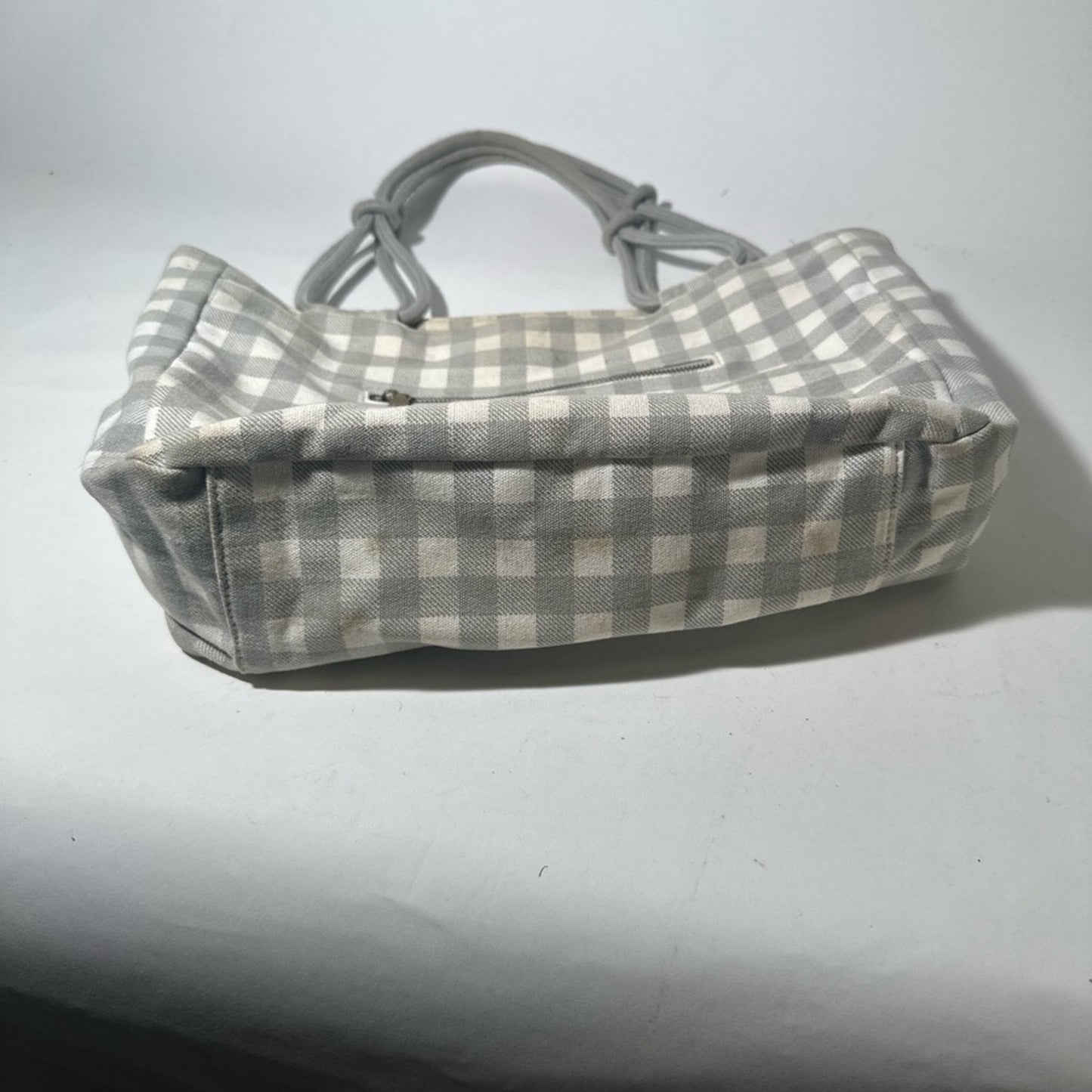 Gray Checkered Tote with Structured Design