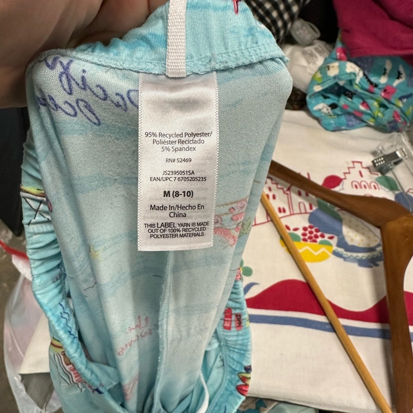 Light Blue Graphic Print Pajama Pants