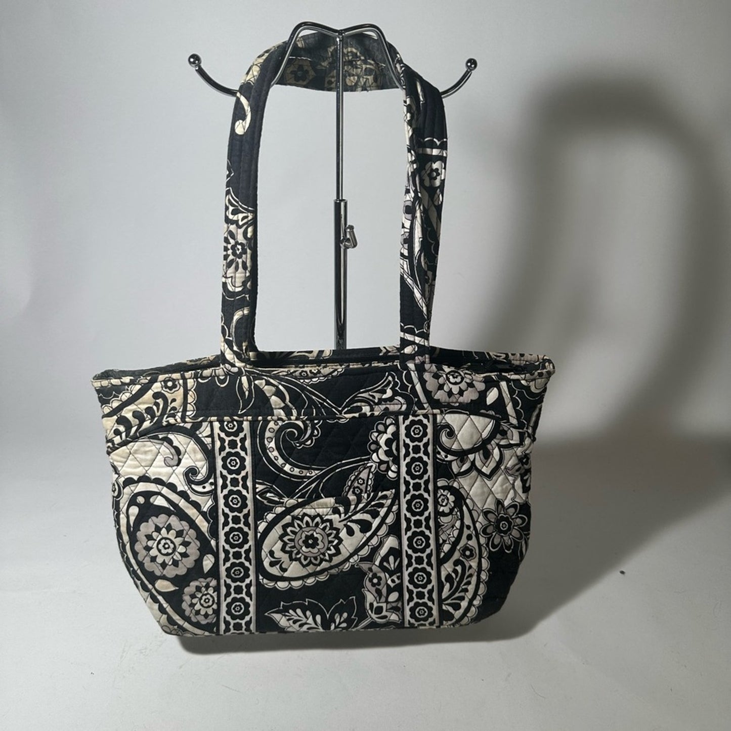 Vera Bradley Black and White Paisley Tote with Double Handles