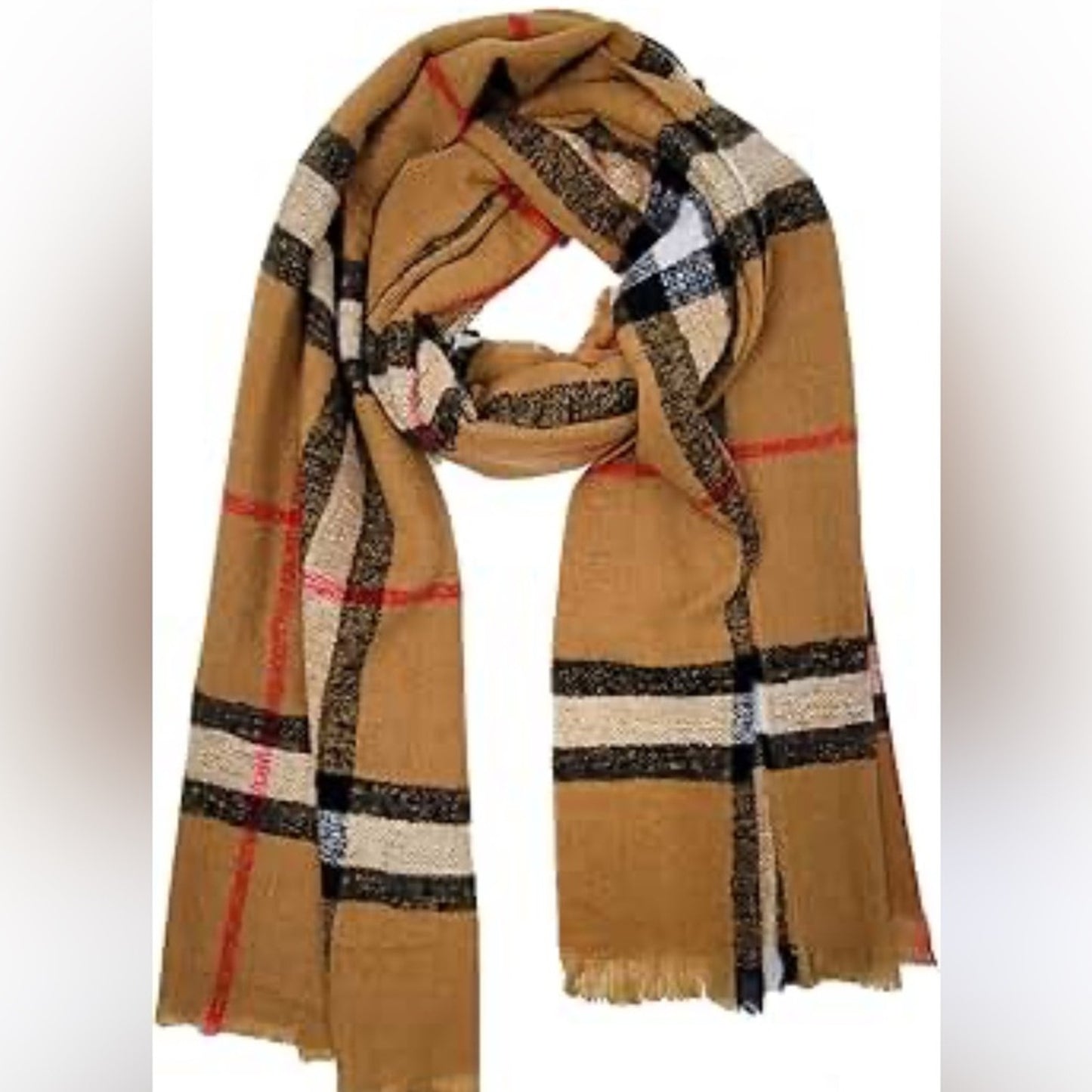 Yellow and Black Plaid Scarf