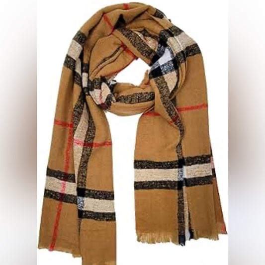 Yellow and Black Plaid Scarf