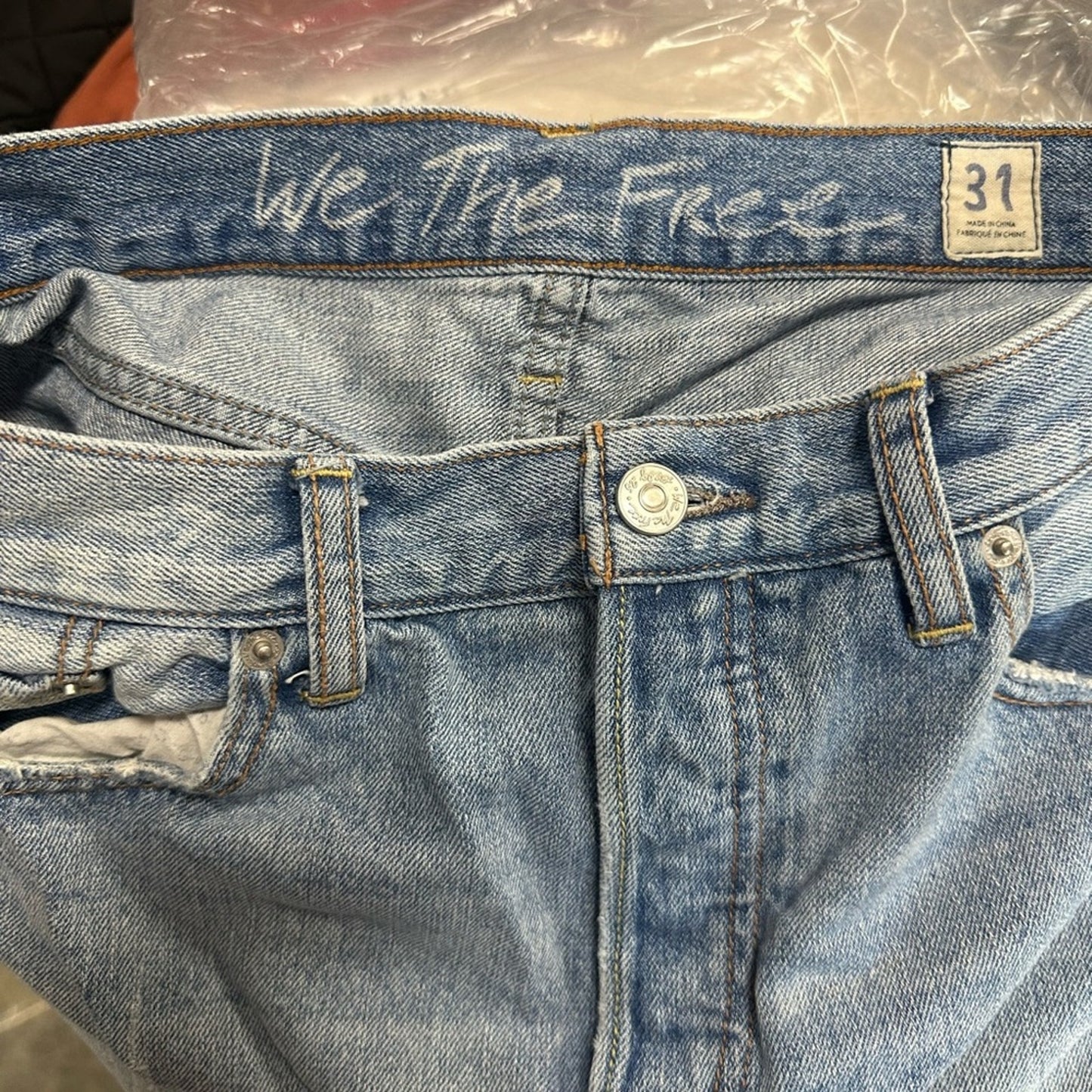 We The Free Light Blue Distressed Jean Shorts