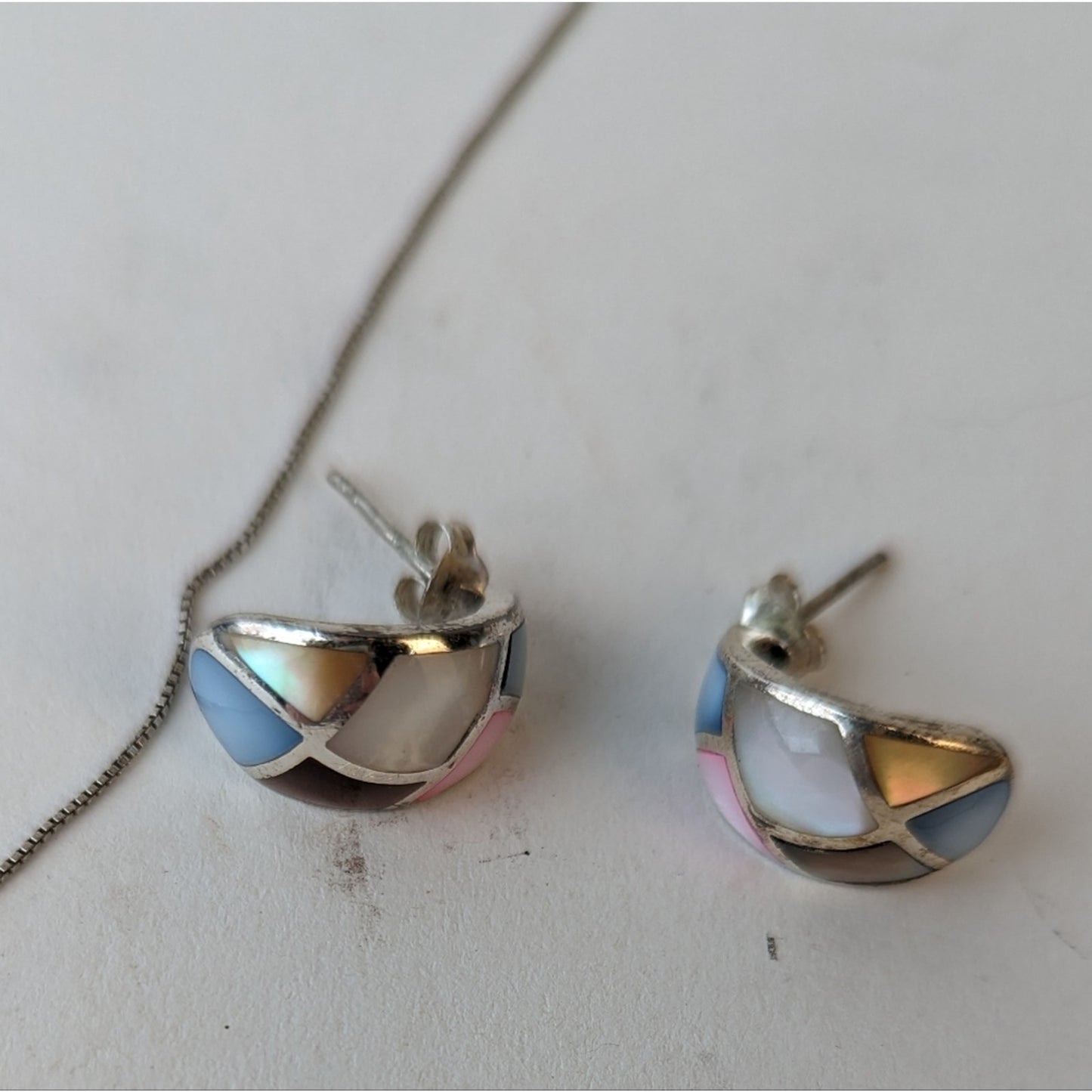 Vintage Inlaid Neckline and Earrings