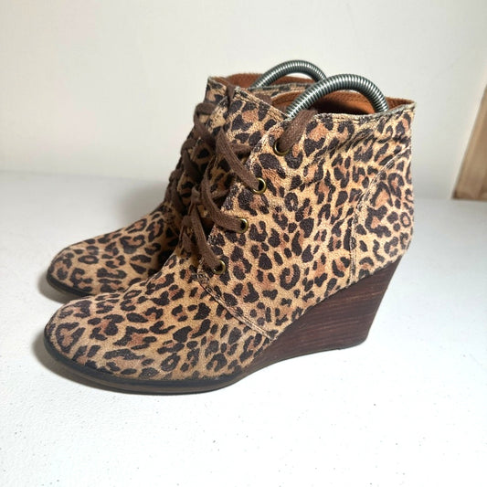Lucky Brand Leopard Print Wedge Ankle Boots