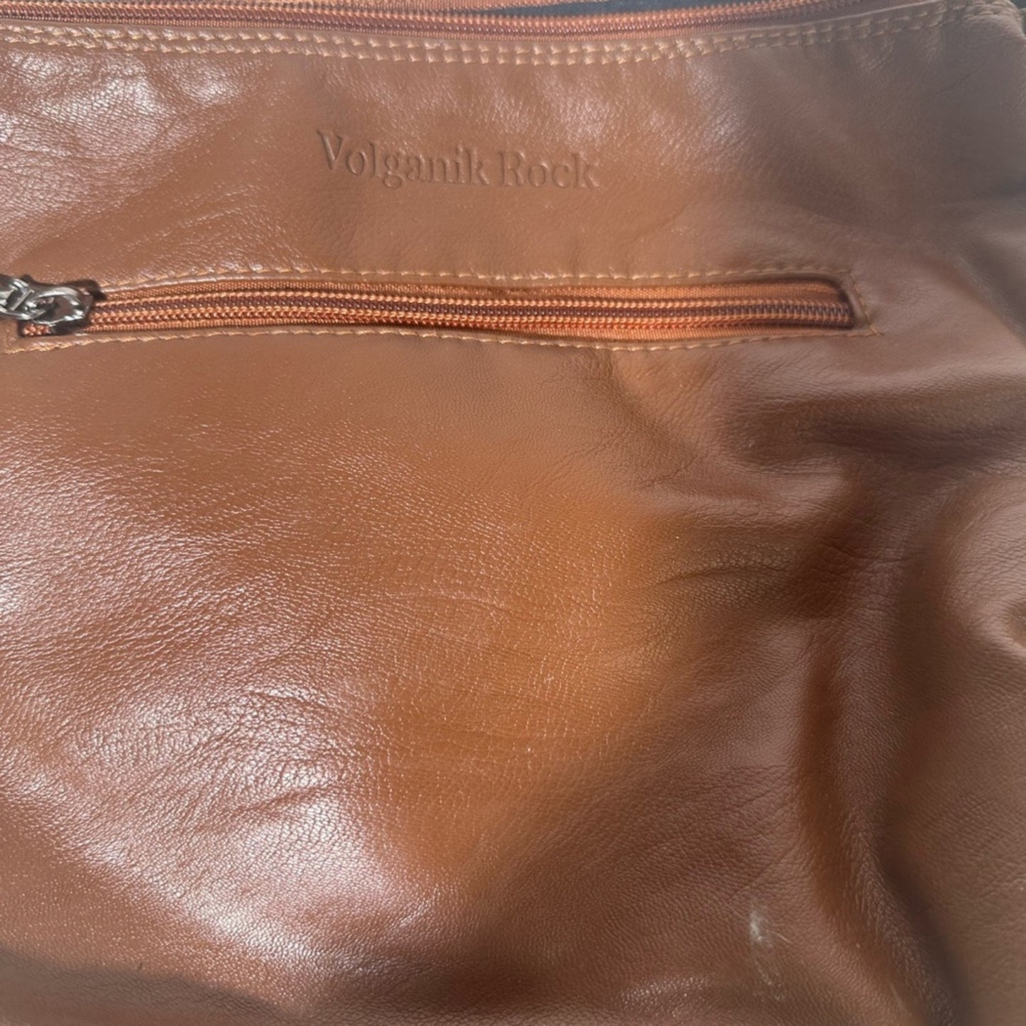 Volganik Rock Brown Leather Shoulder Bag with Slouchy Design