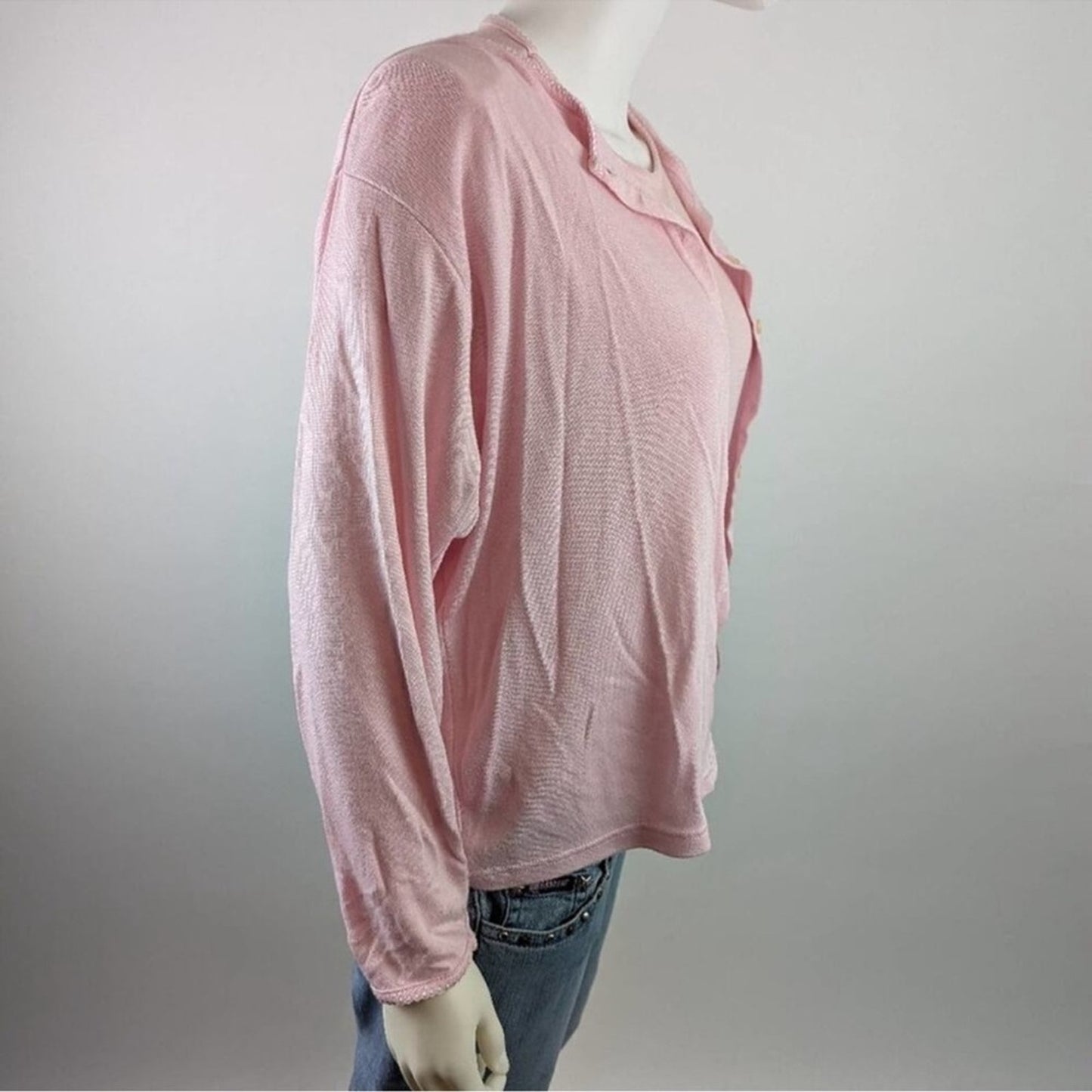 All Points Vintage Soft Pink Knit Top Cardigan Set