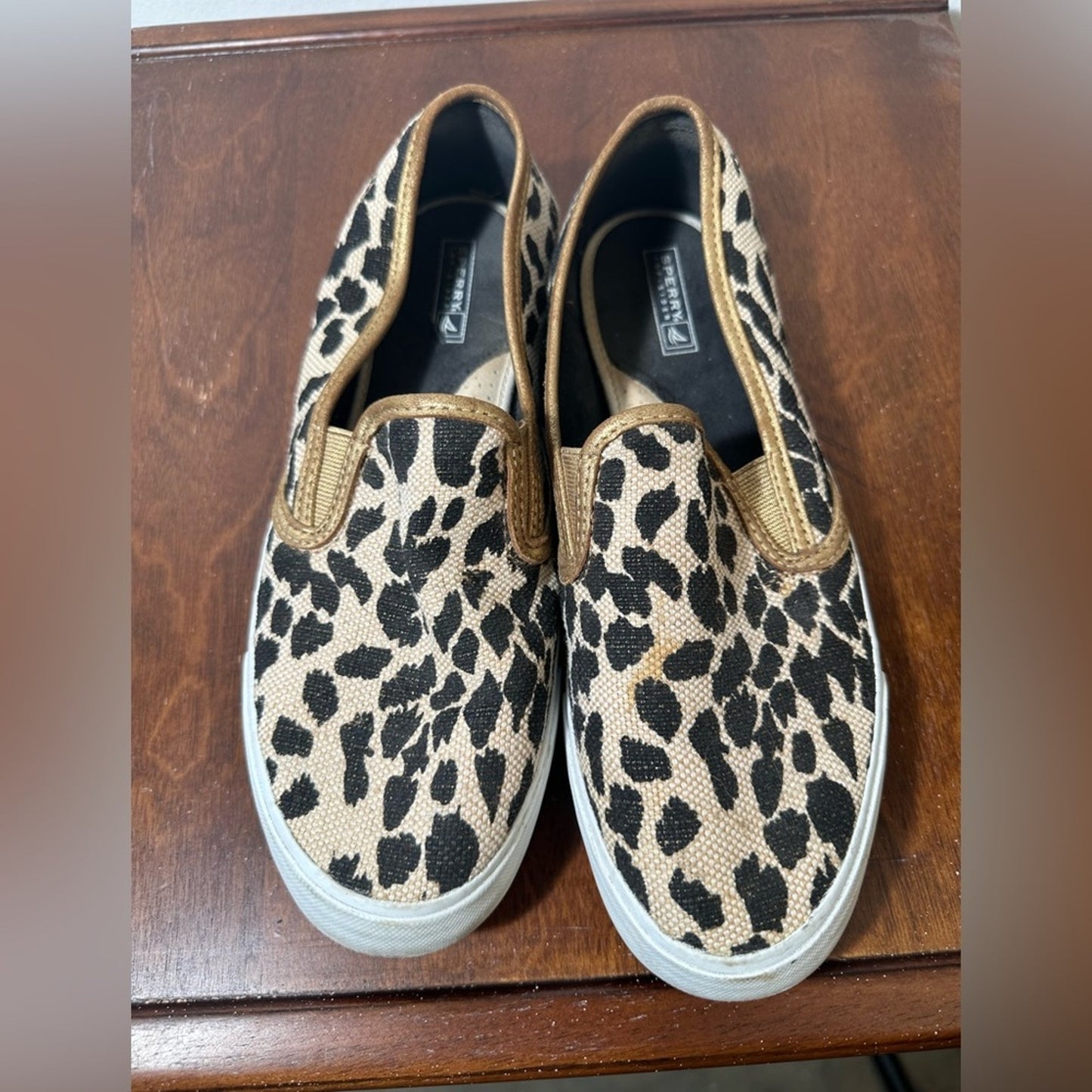 Sperry Leopard Print Slip-On Shoes