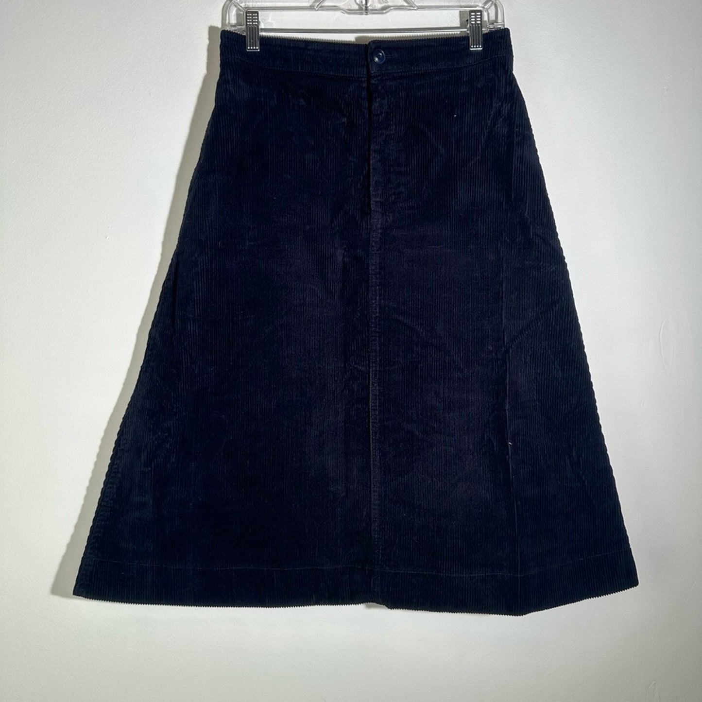 Blue A-Line Midi Skirt with Slit for Work