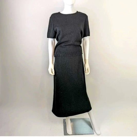 Vintage Elegant Black Women's Skirt and Sweater