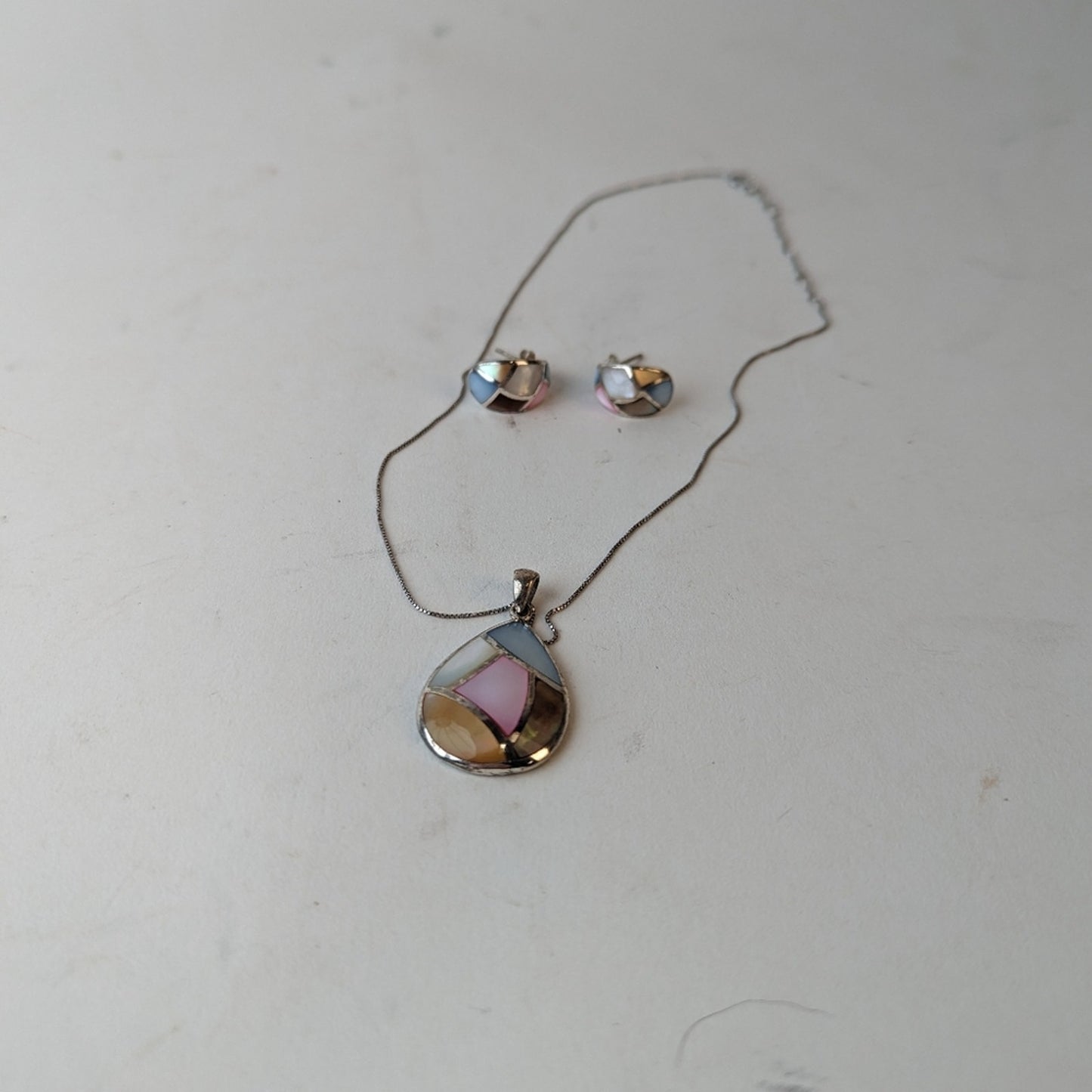Vintage Inlaid Neckline and Earrings