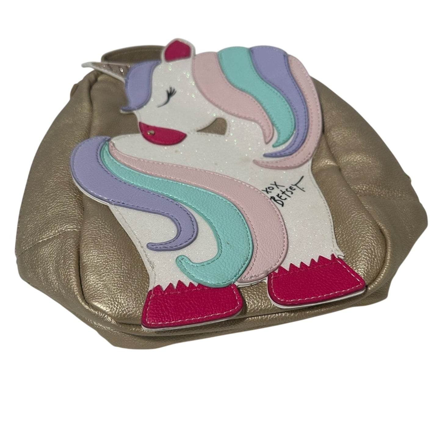 Pink and Gold Unicorn Backpack with Rounded Shape