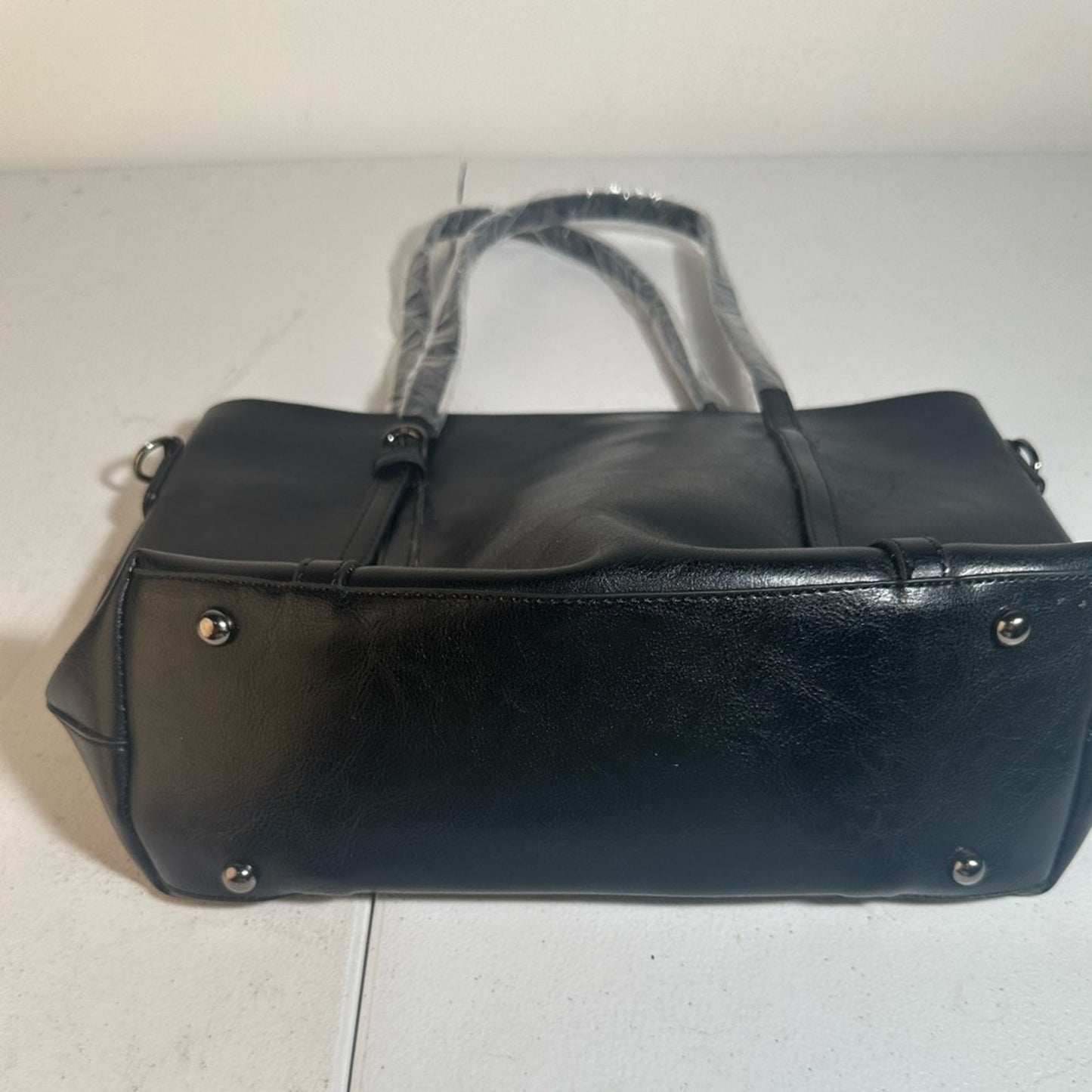 Elegant Black Leather Tote Bag