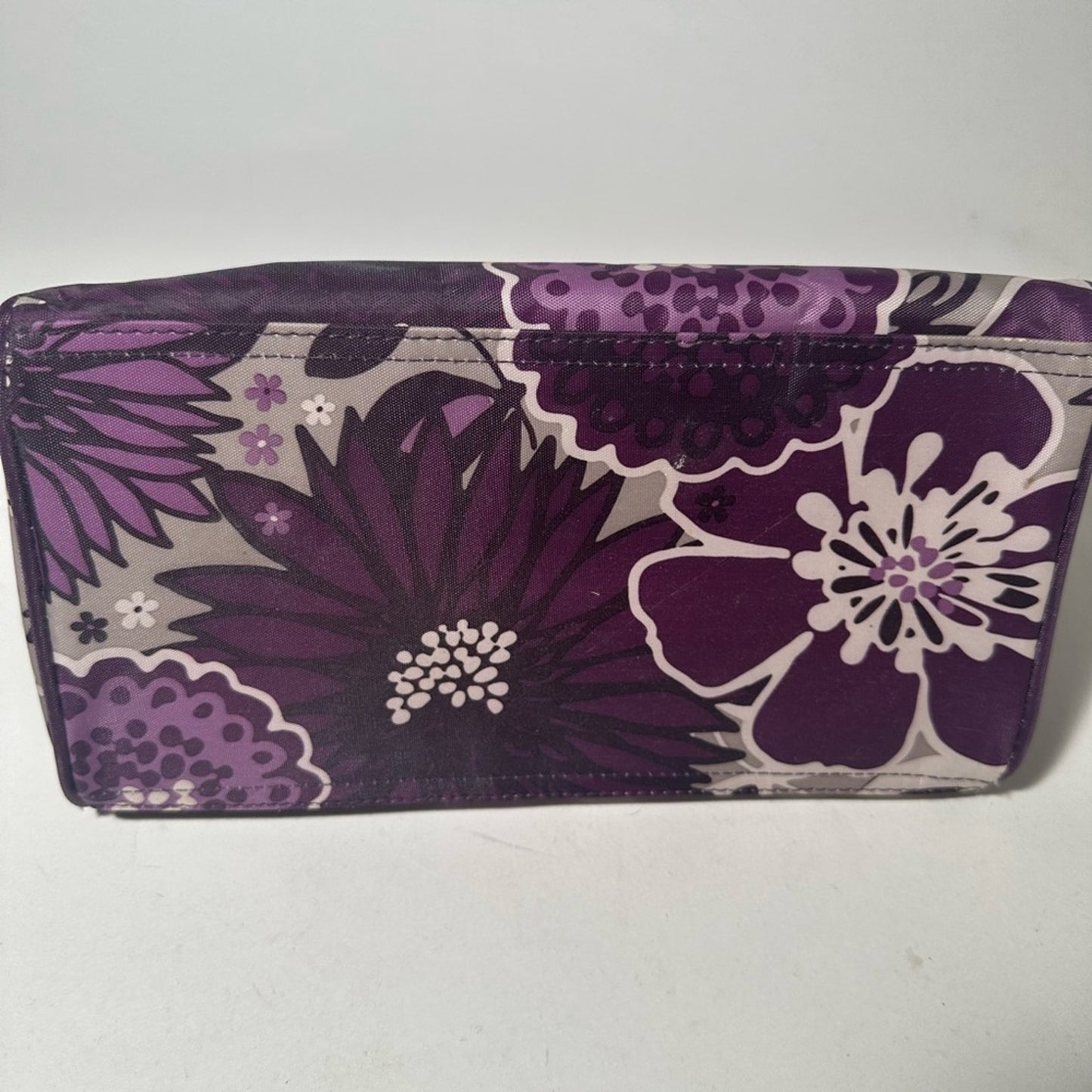 Purple Floral Cosmetic Bag with Zipper Closure