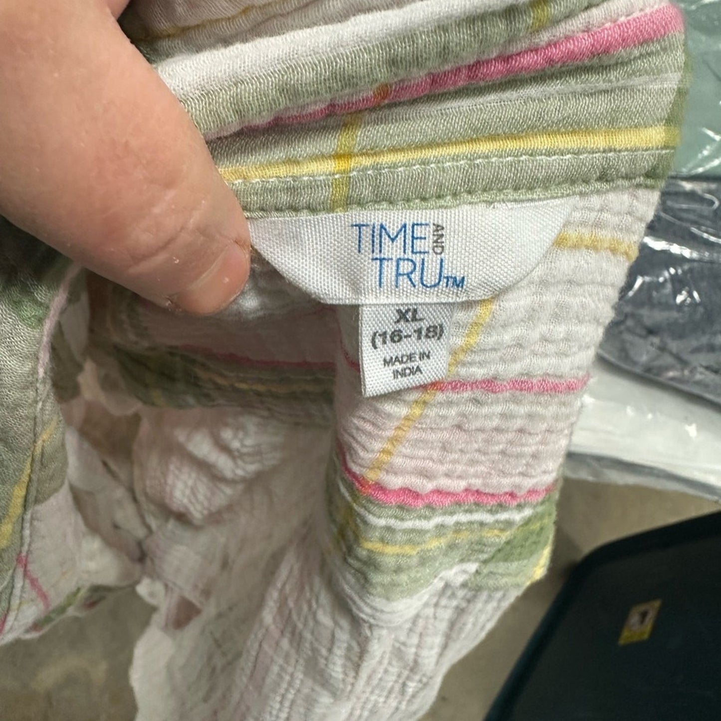Time and Tru Pink Plaid Top
