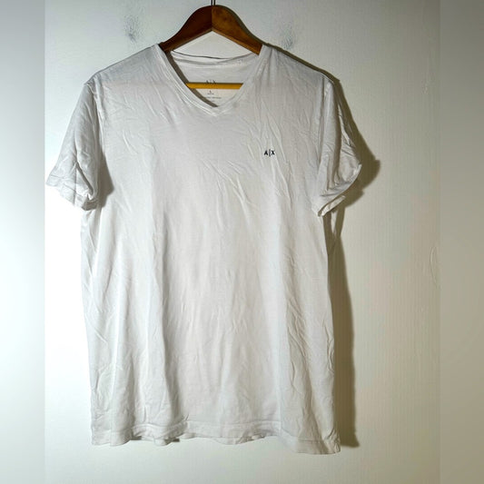 Armani Exchange Men's White V-Neck T-Shirt