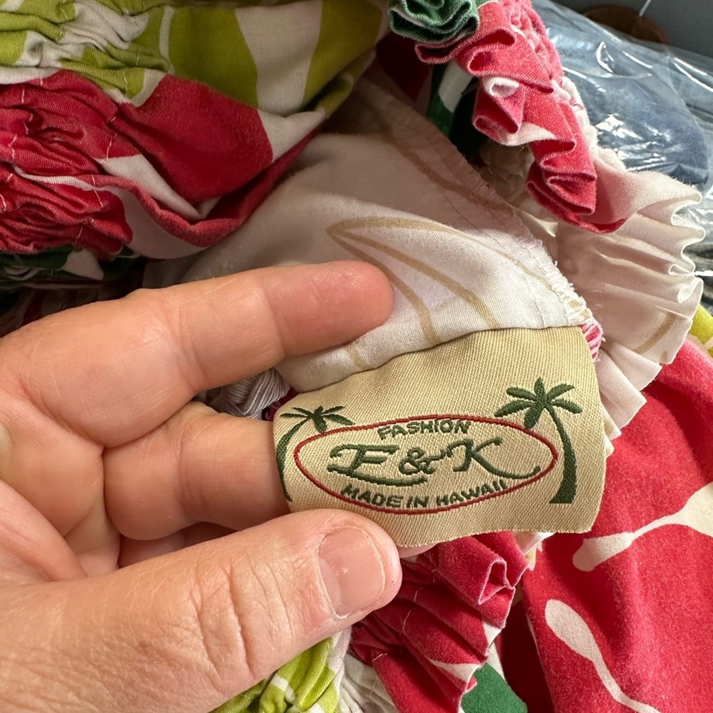 Vintage Hawaiian Floral Red and Green Women's Skirt