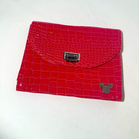Red Crocodile Embossed Wallet with Mickey Mouse Detail
