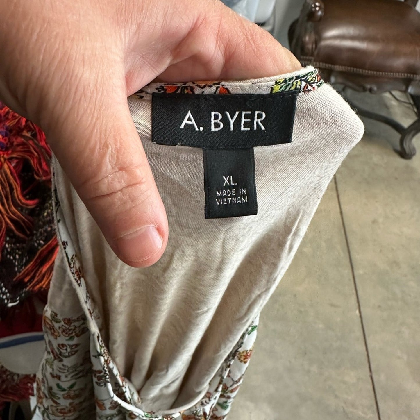 A. Byer Graphic Flutter Sleeve Blouse in Orange and Brown