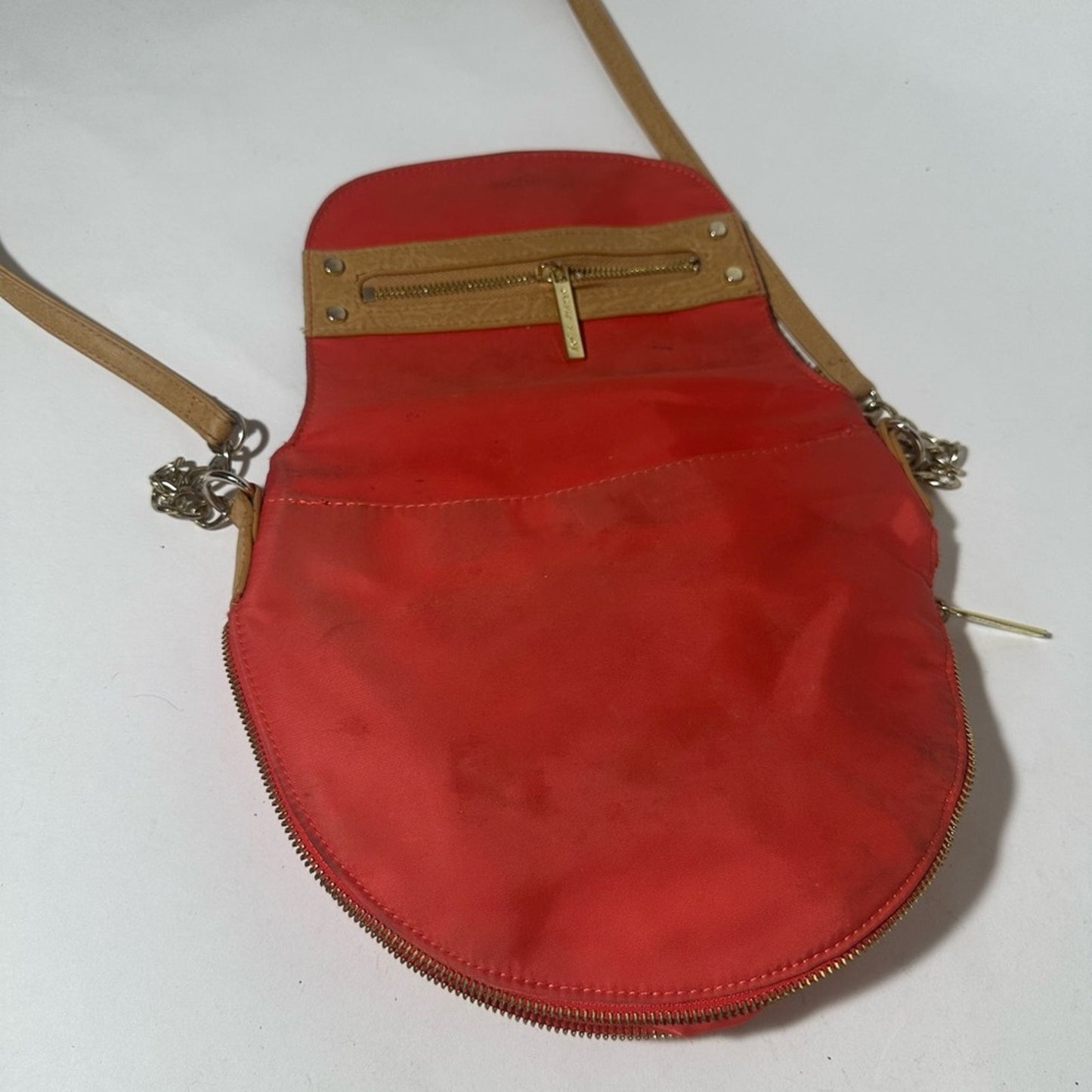 Red and Tan Crossbody Bag