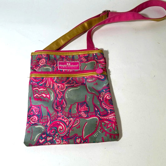 Vibrant Pink Floral Crossbody Bag with Dual-Tone Strap