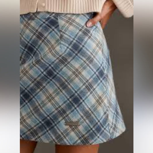 Vintage Casual Corner Plaid Wool Skirt