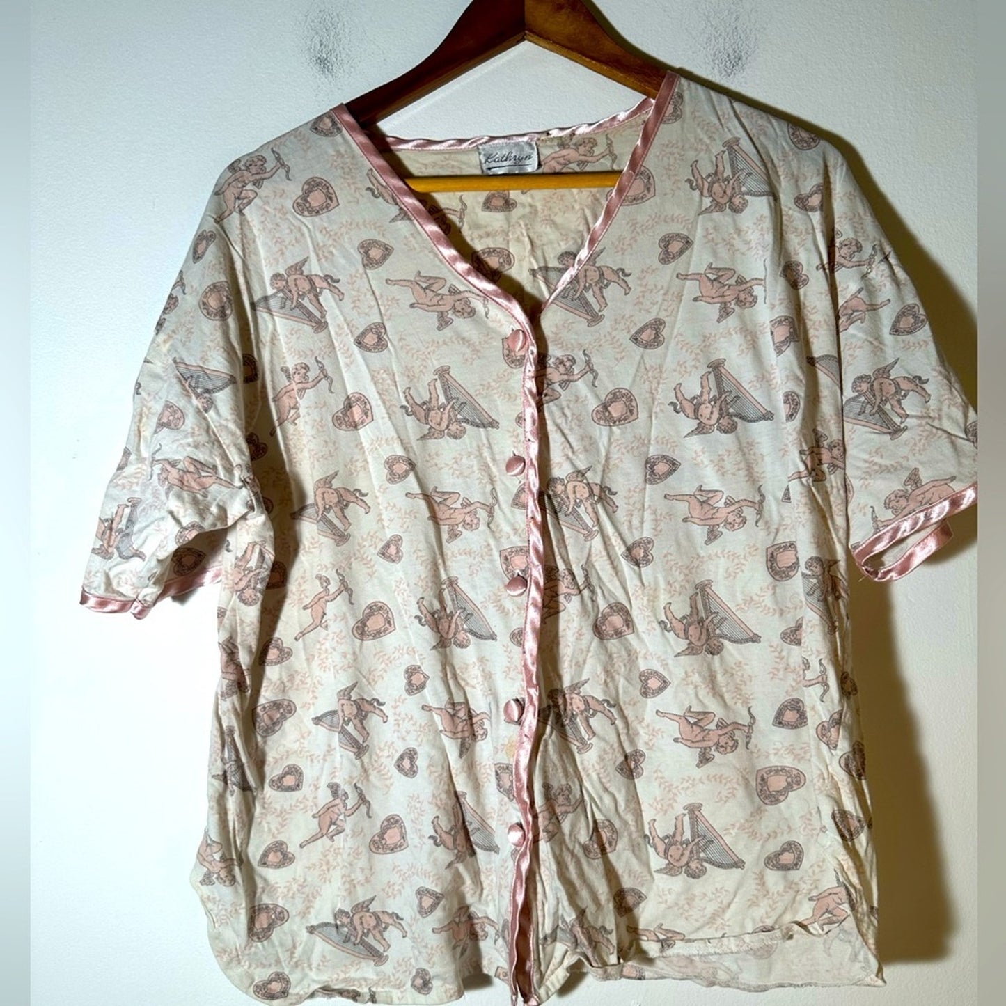 Cupid and Heart  Button-Up Pajama Set