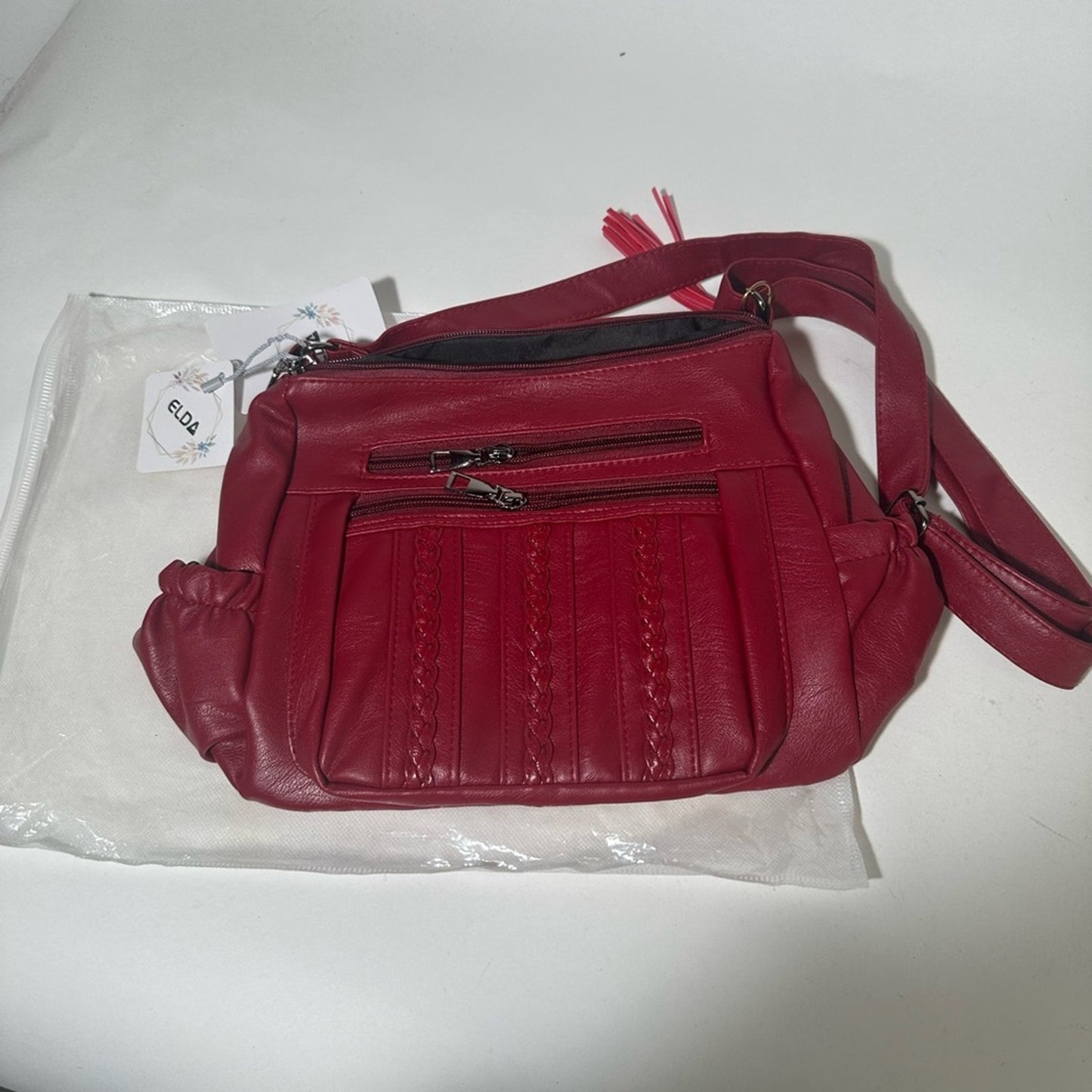 NWT Red Quilted Leather Crossbody Bag