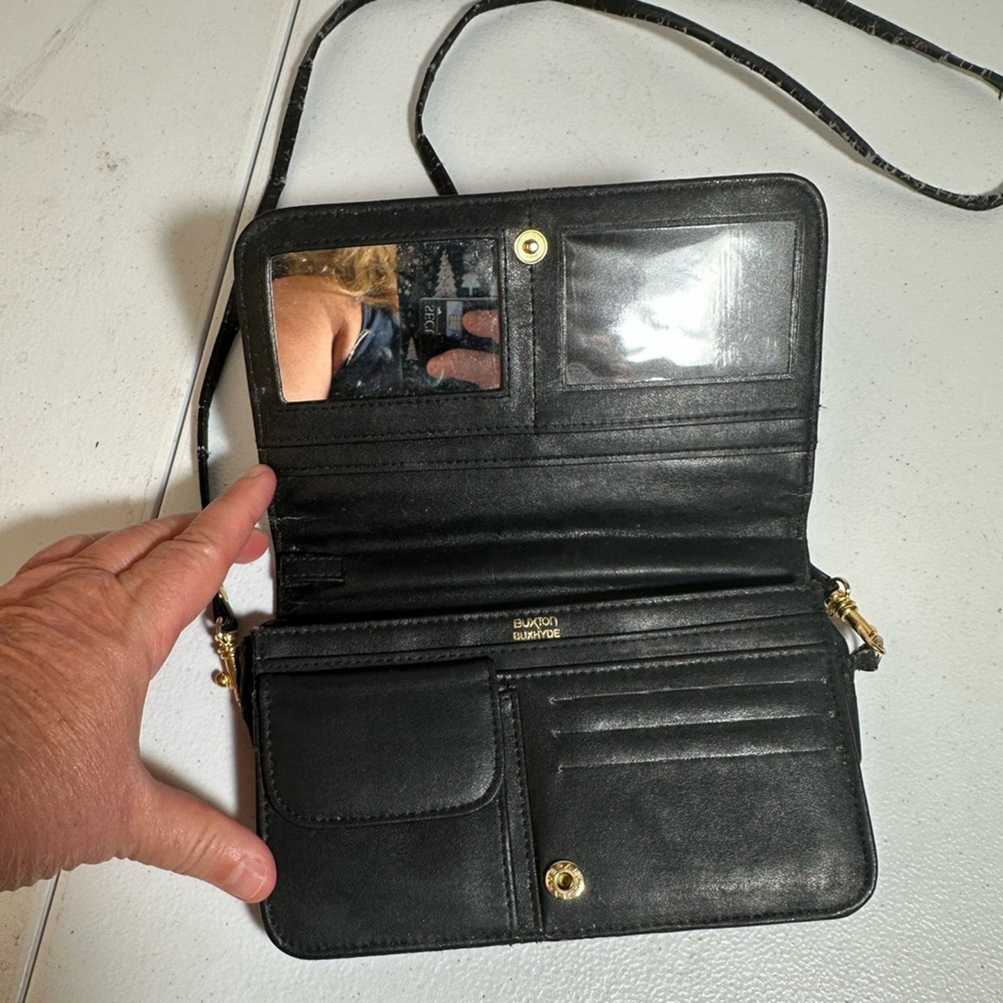 Buxton Black Leather Crossbody Bag