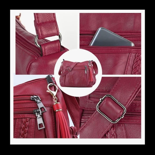 NWT Red Quilted Leather Crossbody Bag