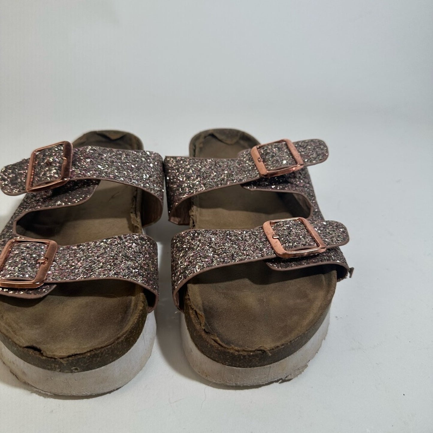 Glitter Rose Gold Buckle Sandals