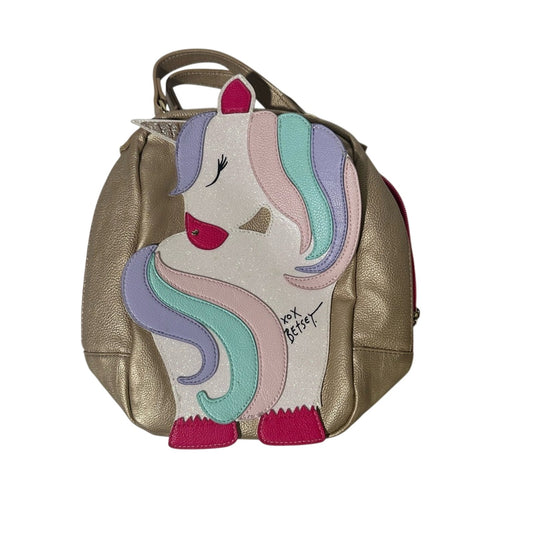 Pink and Gold Unicorn Backpack with Rounded Shape