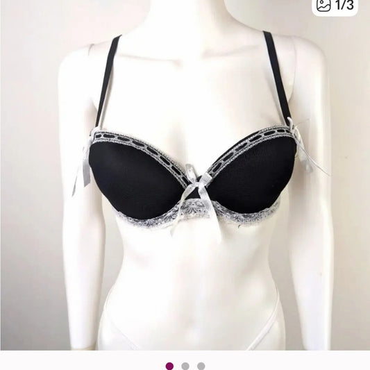 Chic Black and White Lace Bra