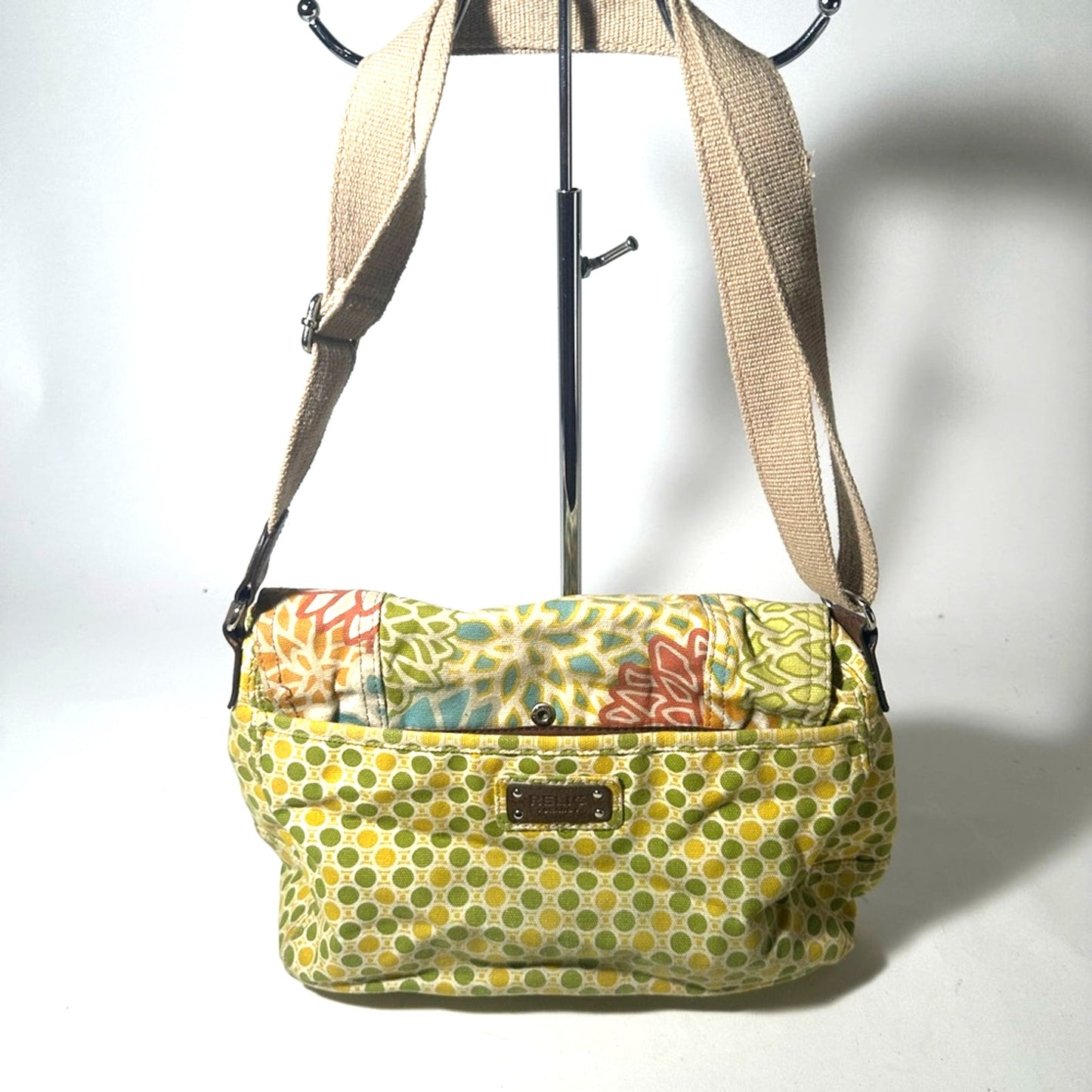 Colorful Yellow and Green Shoulder Bag with Patchwork Design
