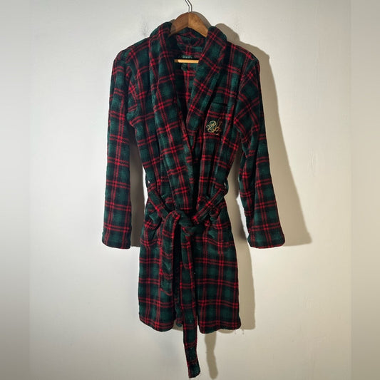 Lauren Ralph Lauren Plaid Fluffy Monogram Robe