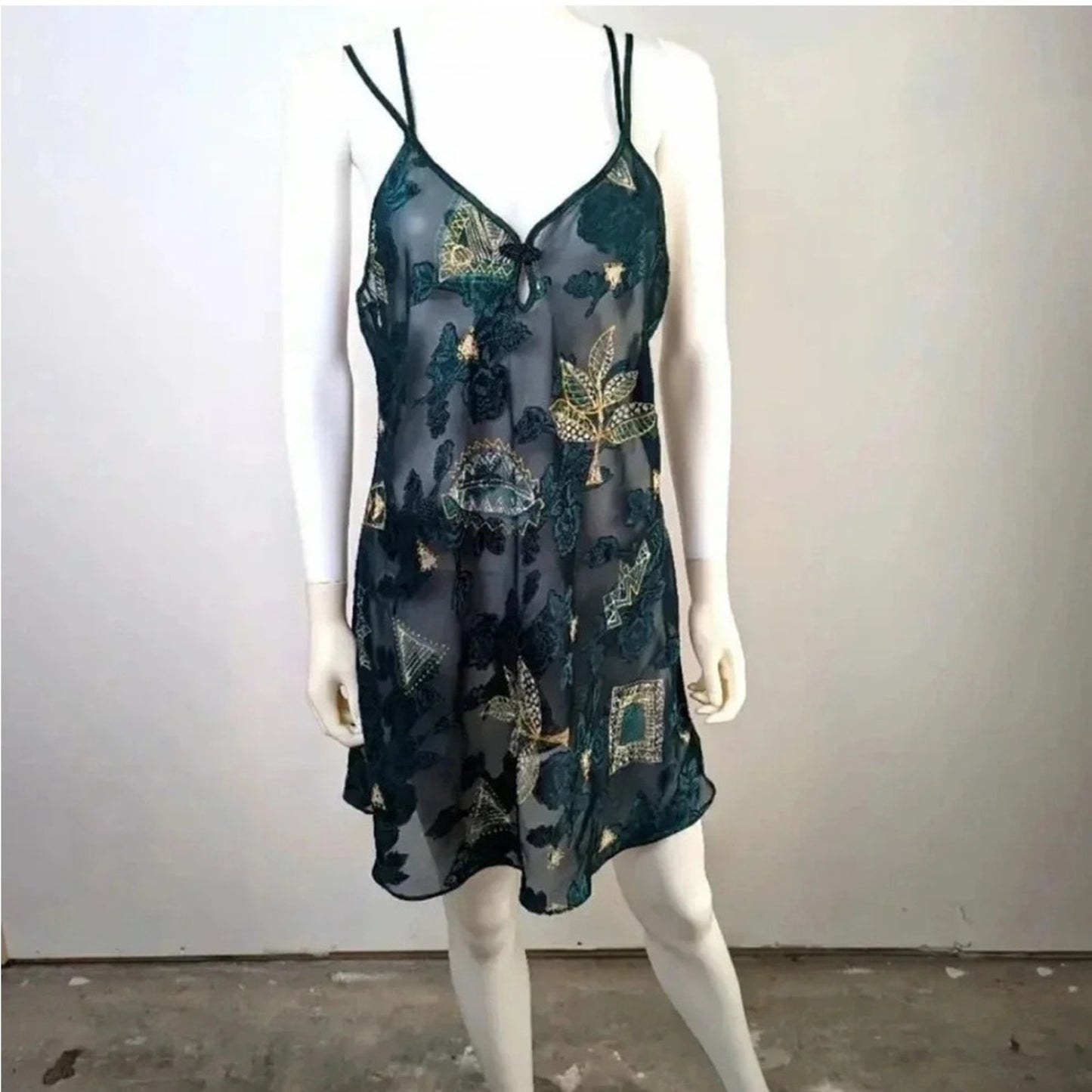 Expressions Emerald and Gold Embroidered Chemise