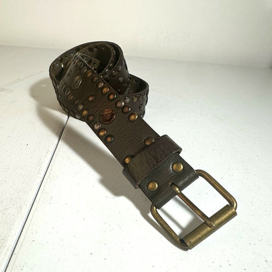 Studded Brown Leather Belt