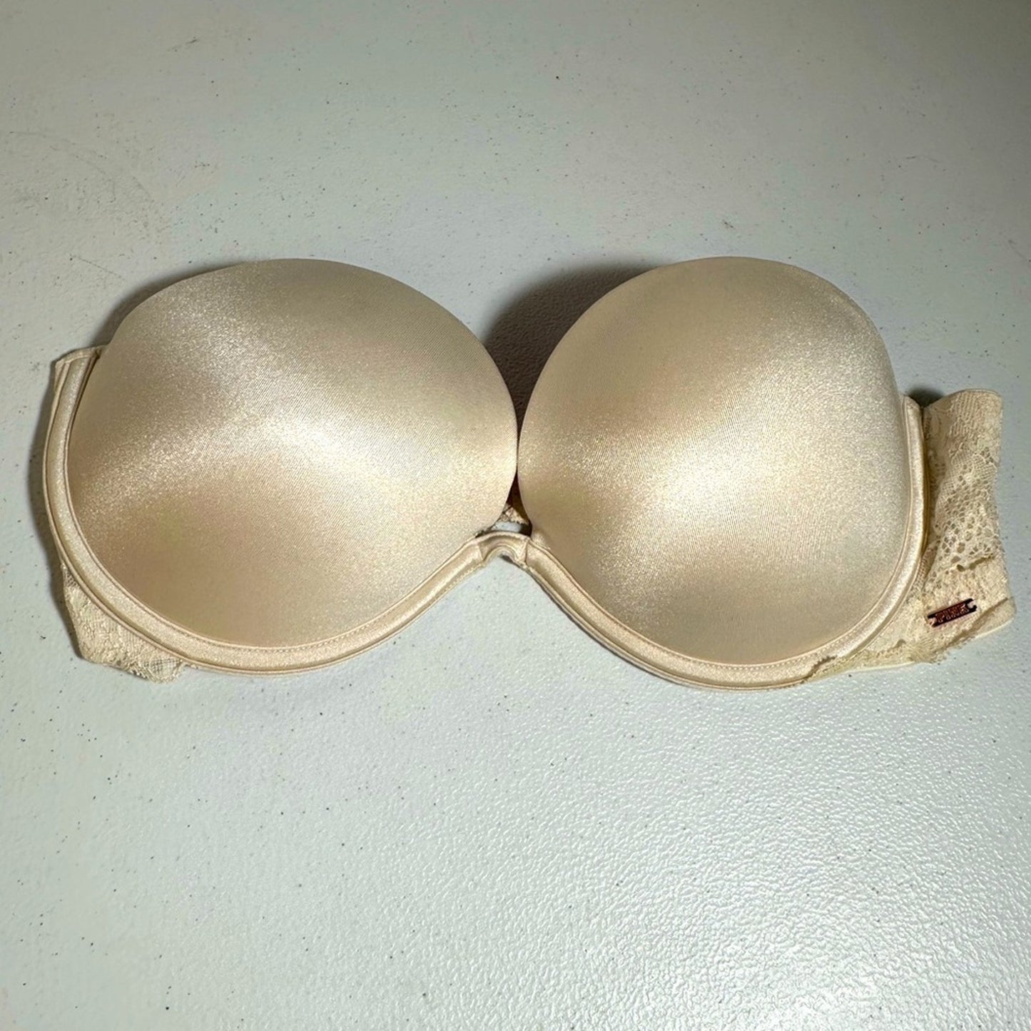 Pink Victoria’s Secret Elegant Cream Strapless Bra