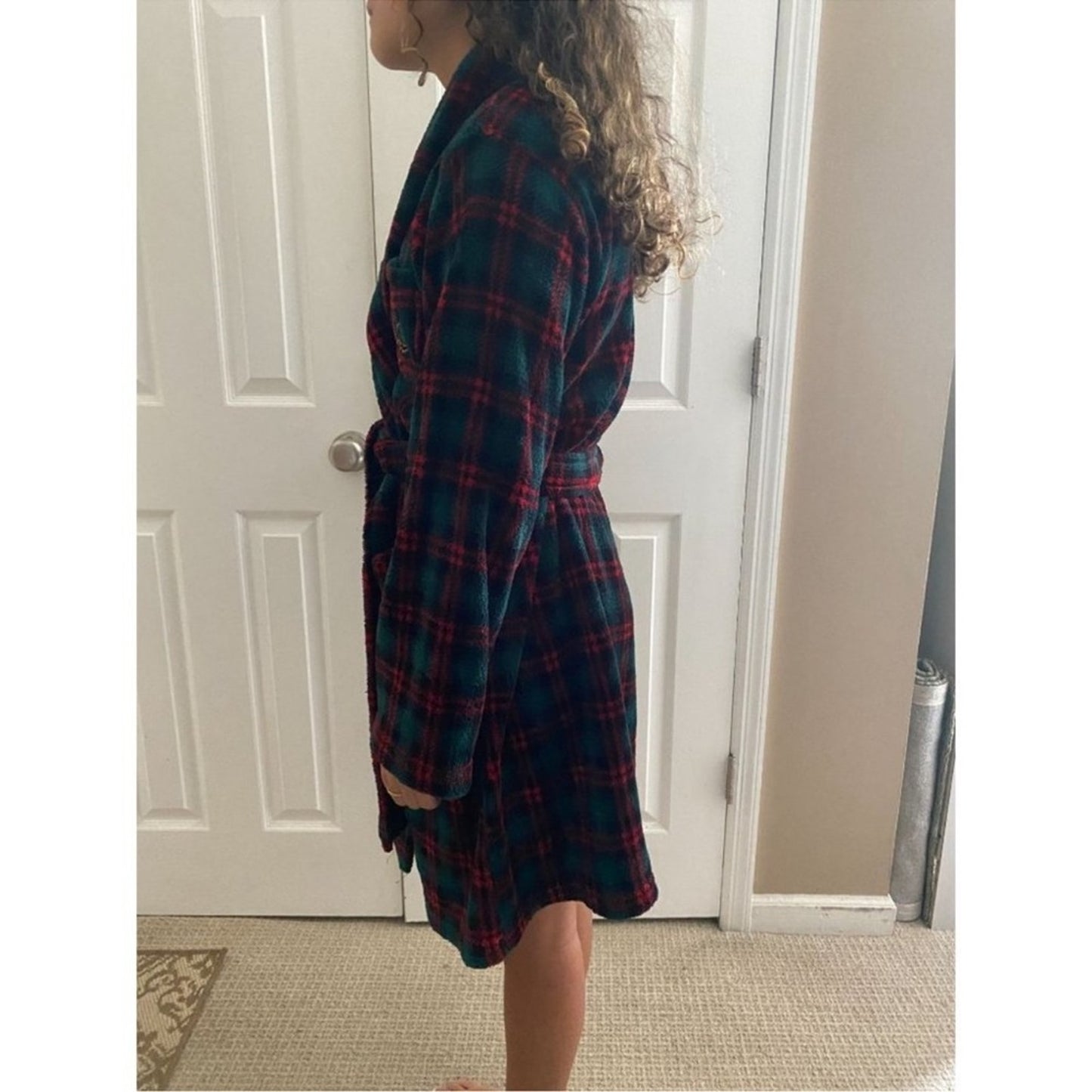 Lauren Ralph Lauren Plaid Fluffy Monogram Robe